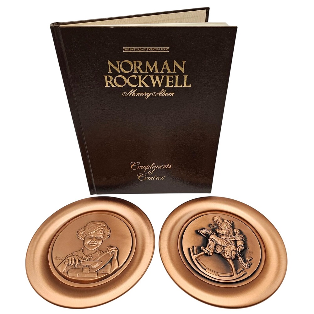 Norman Rockwell Memory Album and Buttergirl Collector‎ Plate Set Copper